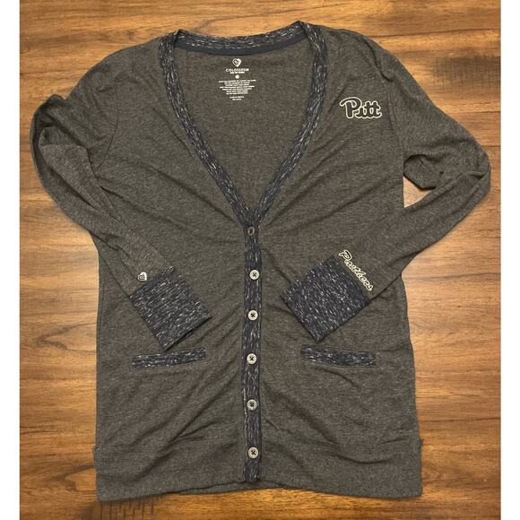 Colosseum Univ Of Pittsburgh Panthers Wmn Sz M Gray & Blue Lightweight Cardigan - Picture 1 of 11